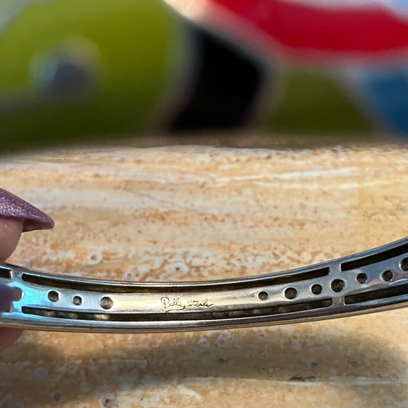 Belle Etoile Perroquet Parrot Sterling Silver Enamel Hinged Bangle Bracelet - Picture 7 of 11